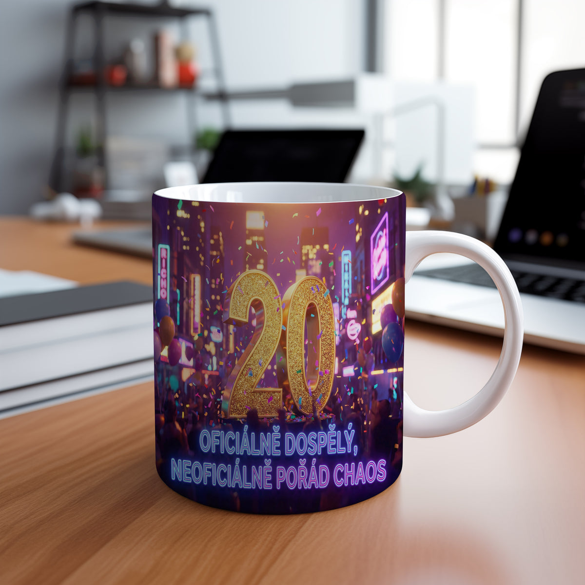 Narozeninový hrnek 20 let – OFICIÁLNĚ DOSPĚLÝ, NEOFICIÁLNĚ POŘÁD CHAOS