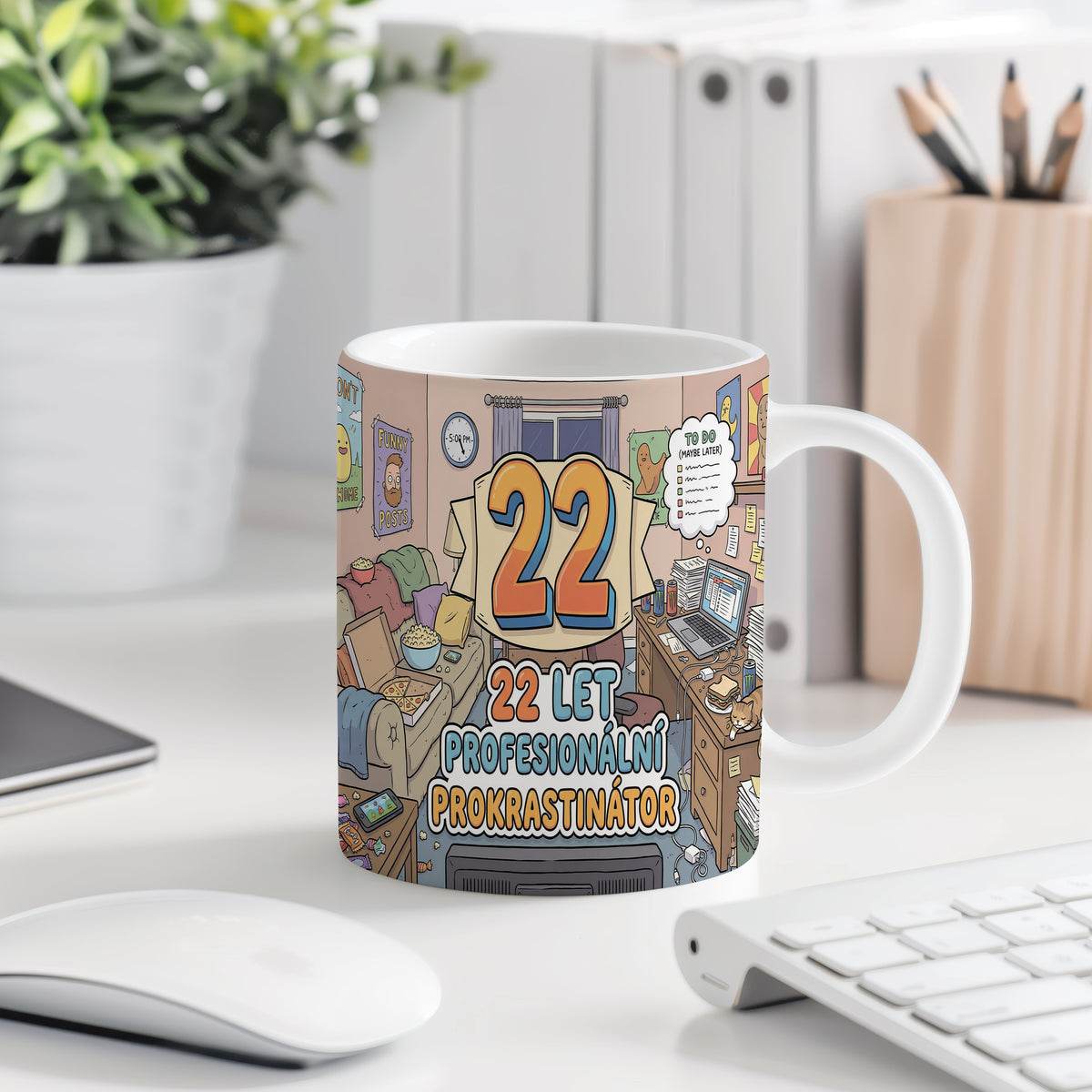 Narozeninový hrnek 22 let – 22 LET PROFESIONÁLNÍ PROKRASTINÁTOR