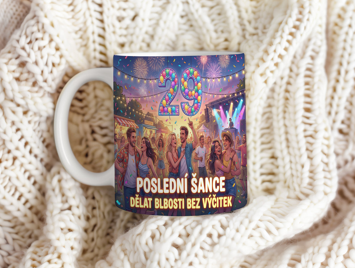 Narozeninový hrnek 29 let – POSLEDNÍ ŠANCE DĚLAT BLBOSTI BEZ VÝČITEK