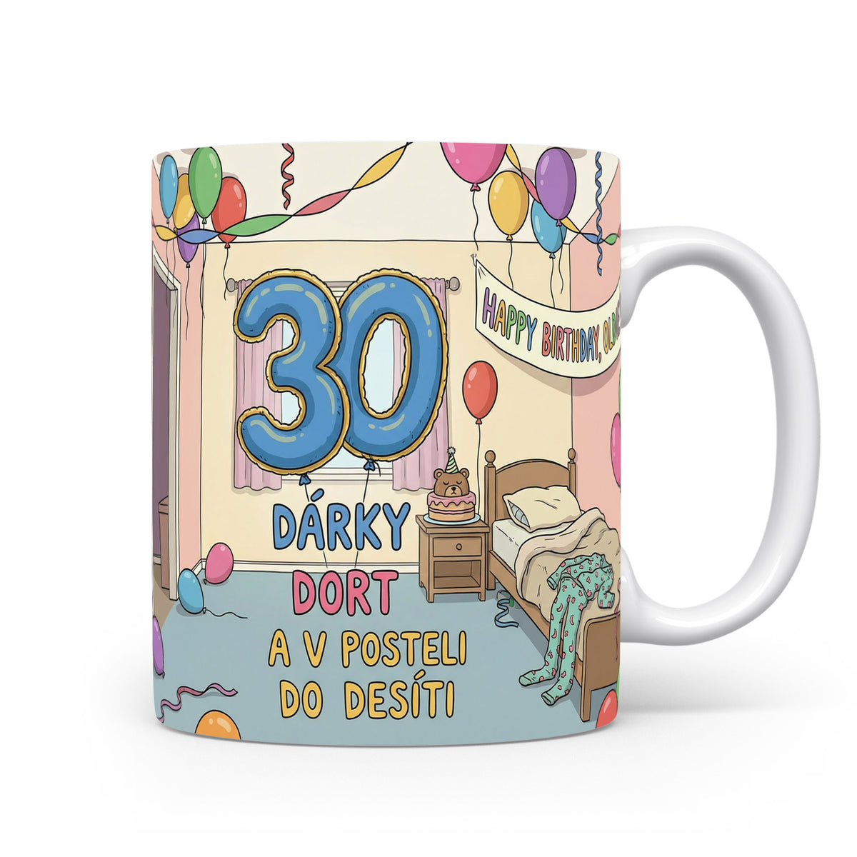 Narozeninový hrnek s číslem 30 a vtipným textem