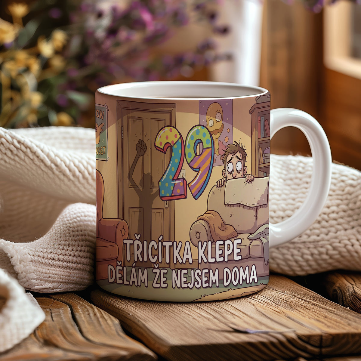 Narozeninový hrnek 29 let – TŘICÍTKA KLEPE, DĚLÁM ŽE NEJSEM DOMA
