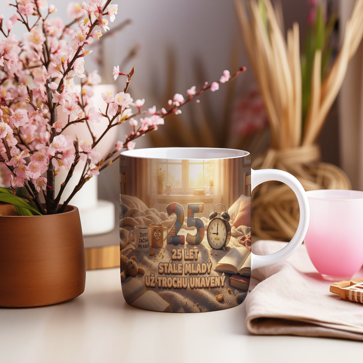 Narozeninový hrnek 25 let – 25 LET STÁLE MLADÝ UŽ TROCHU UNAVENÝ