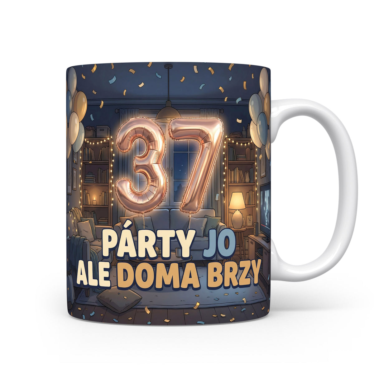 Narozeninový hrnek s číslem 37 a sloganem.
