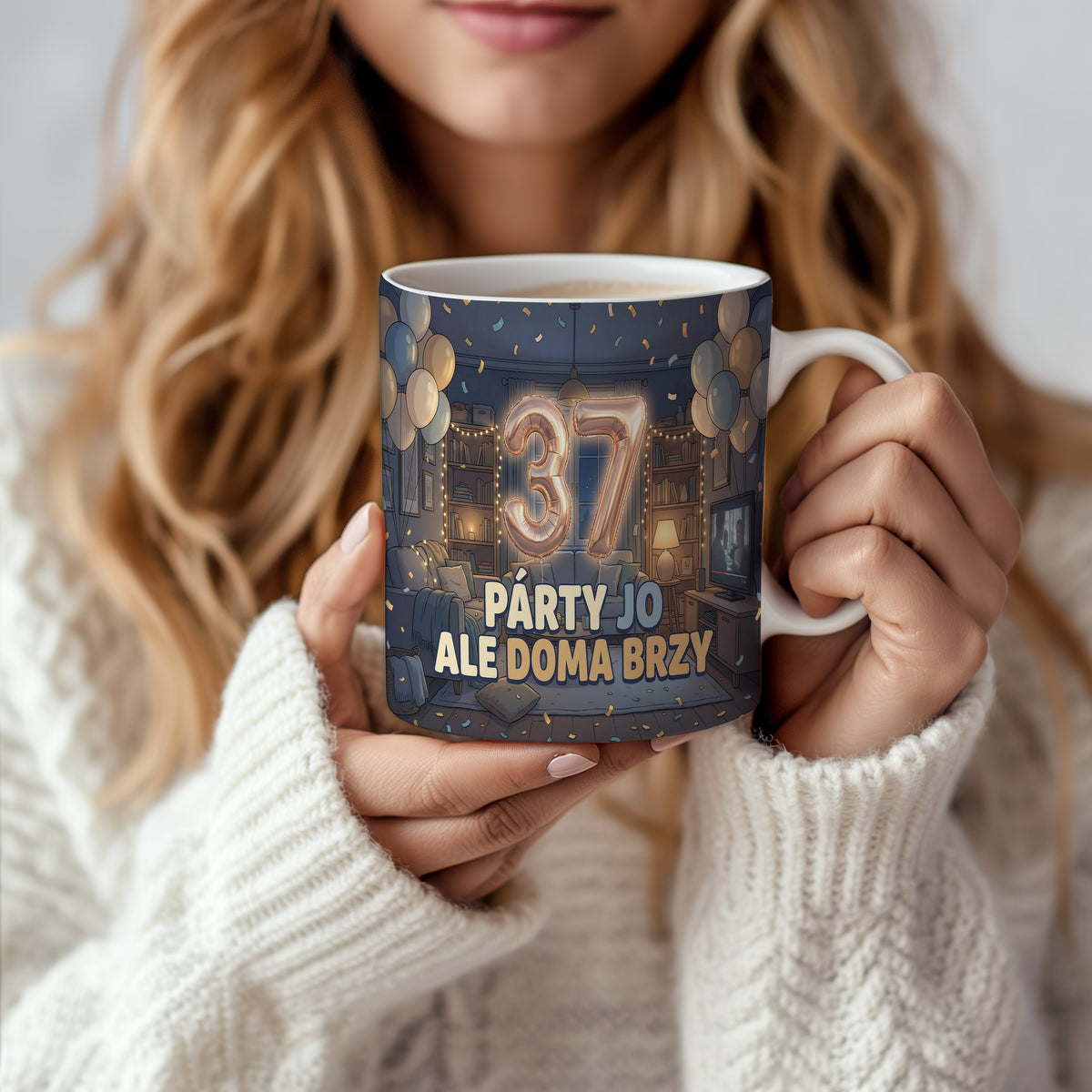 Narozeninový hrnek 37 let – PÁRTY JO ALE DOMA BRZY