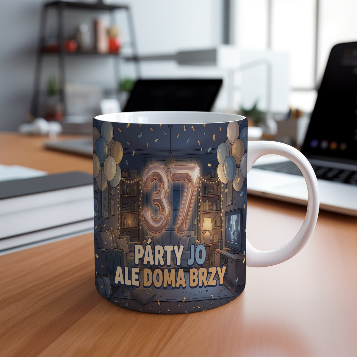 Narozeninový hrnek 37 let – PÁRTY JO ALE DOMA BRZY