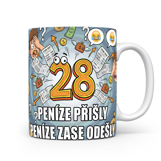 Narozeninový hrnek s číslem 28 a vtipnou hláškou