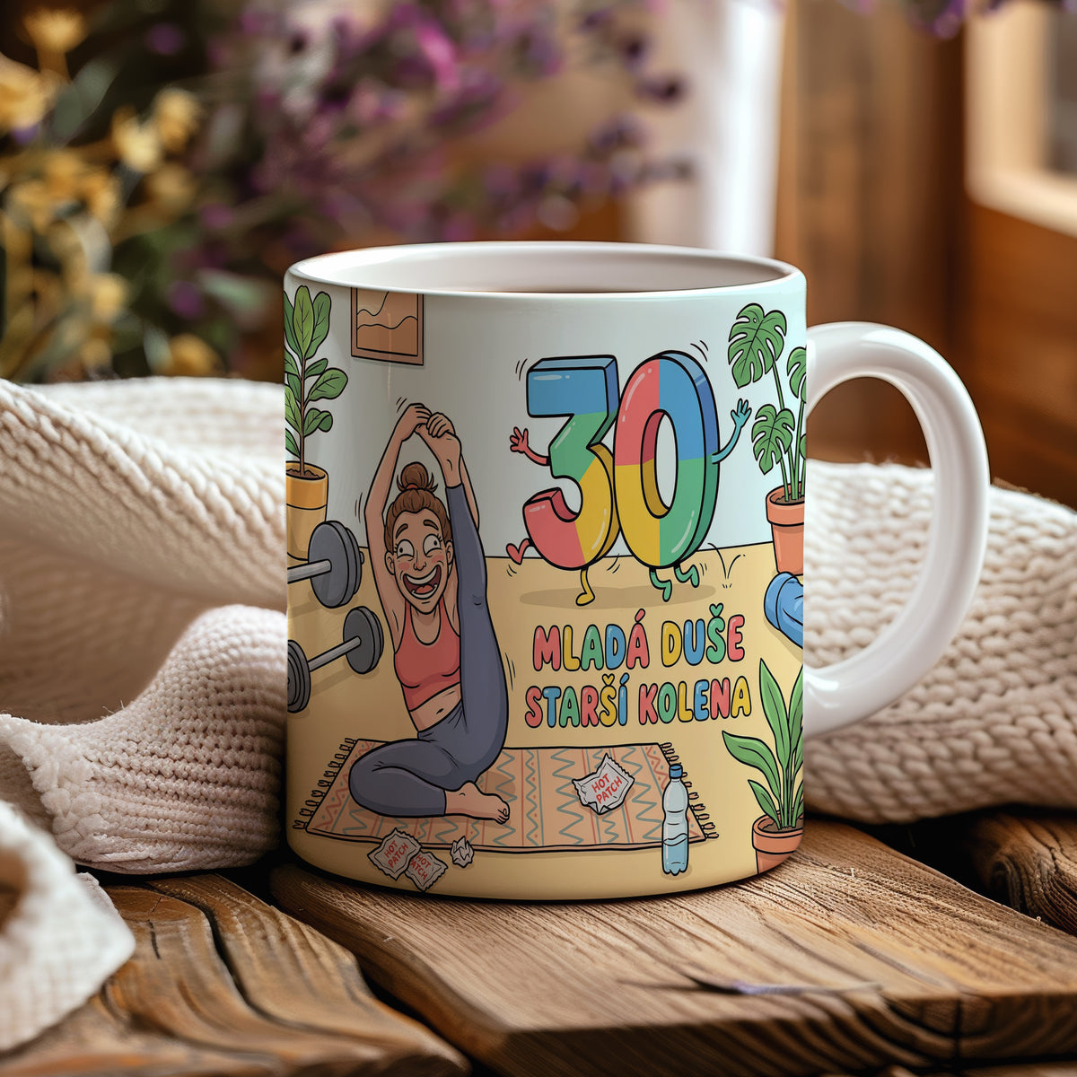 Narozeninový hrnek 30 let – MLADÁ DUŠE, STARŠÍ KOLENA