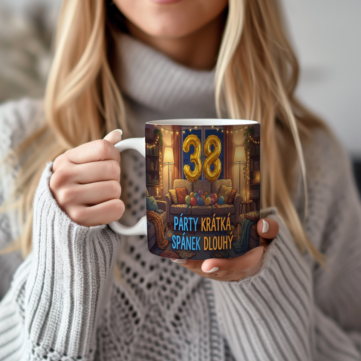 Narozeninový hrnek 38 let – PÁRTY KRÁTKÁ, SPÁNEK DLOUHÝ