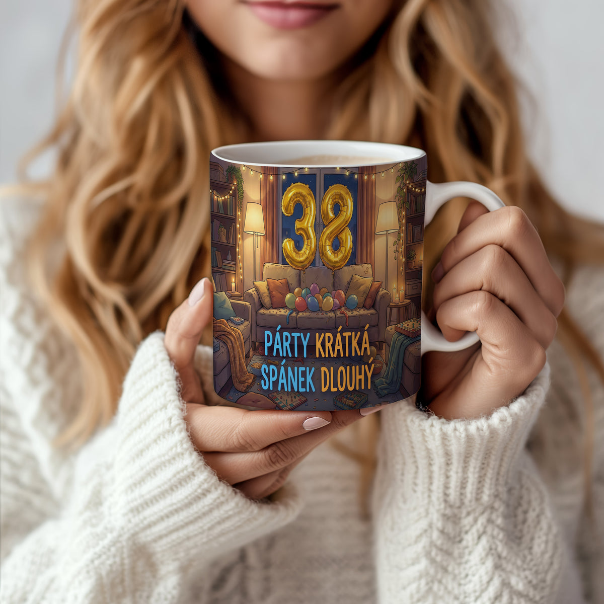 Narozeninový hrnek 38 let – PÁRTY KRÁTKÁ, SPÁNEK DLOUHÝ