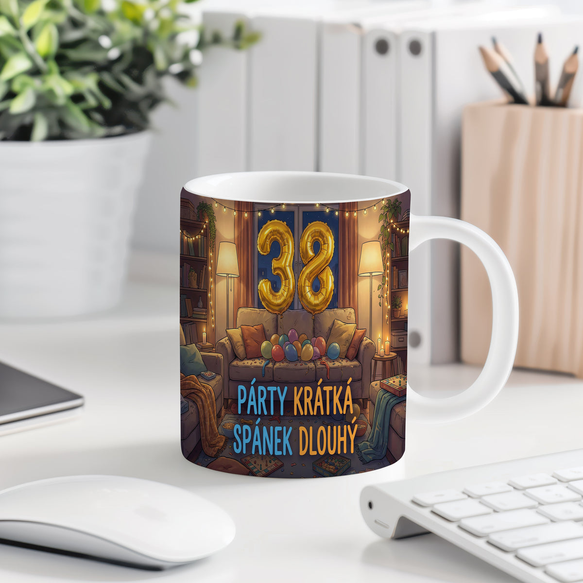 Narozeninový hrnek 38 let – PÁRTY KRÁTKÁ, SPÁNEK DLOUHÝ