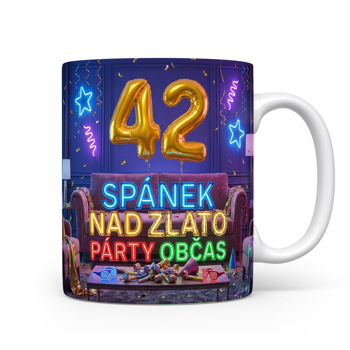 Narozeninový hrnek s číslem 42 a sloganem