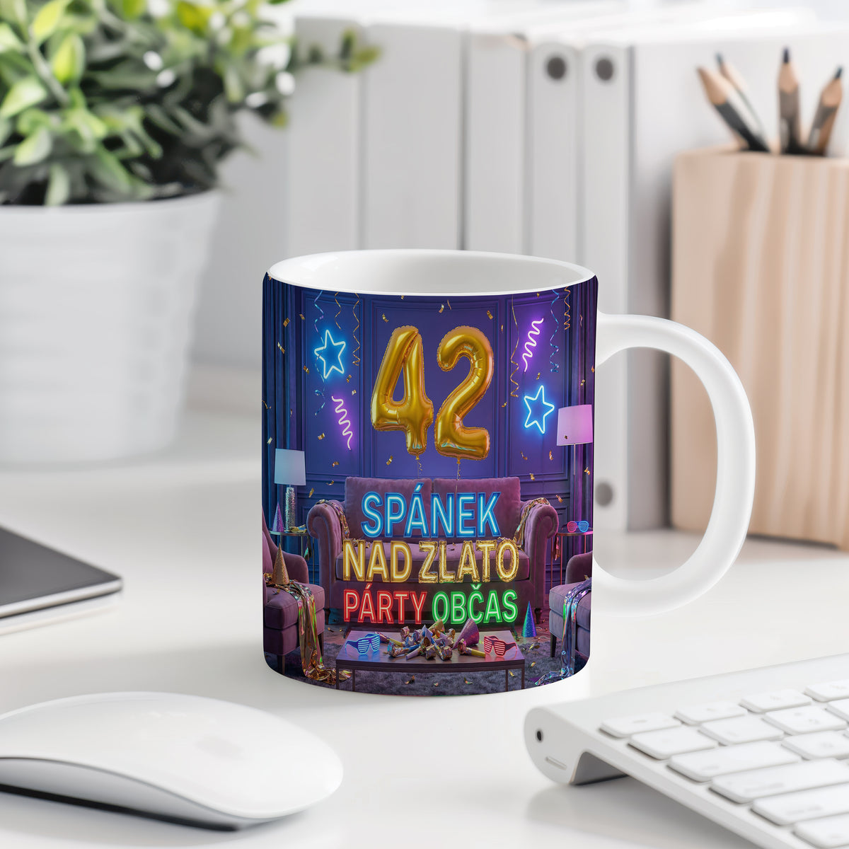 Narozeninový hrnek 42 let – SPÁNEK NAD ZLATO PÁRTY OBČAS