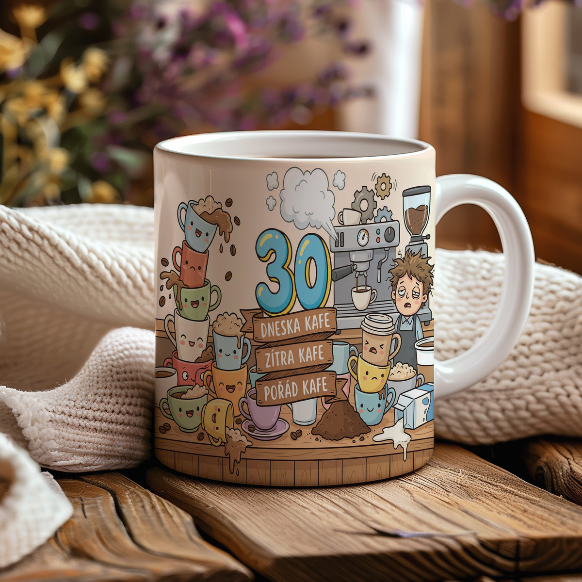 Narozeninový hrnek 30 let – DNESKA KAFE, ZÍTRA KAFE, POŘÁD KAFE