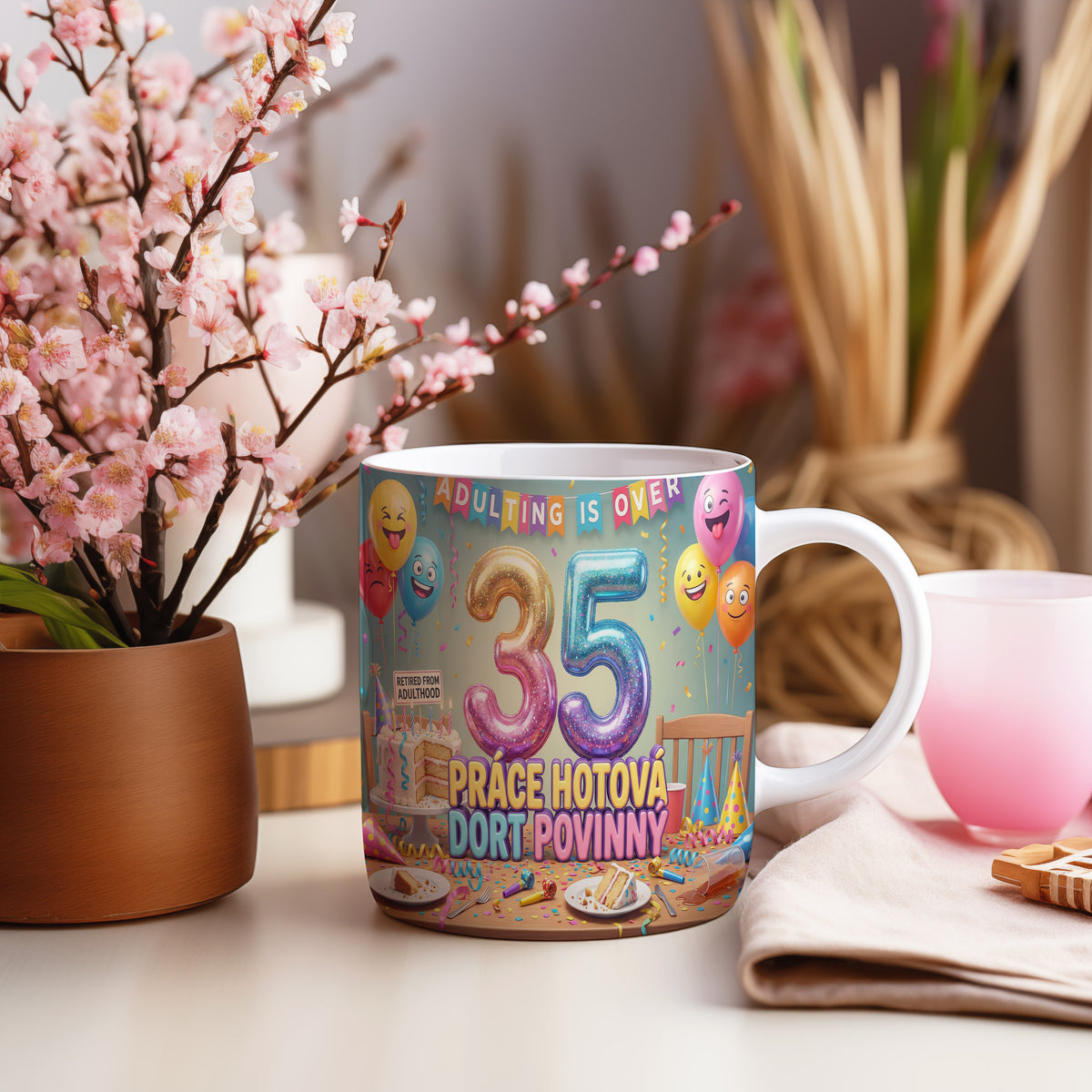 Narozeninový hrnek 35 let – PRÁCE HOTOVÁ DORT POVINNÝ