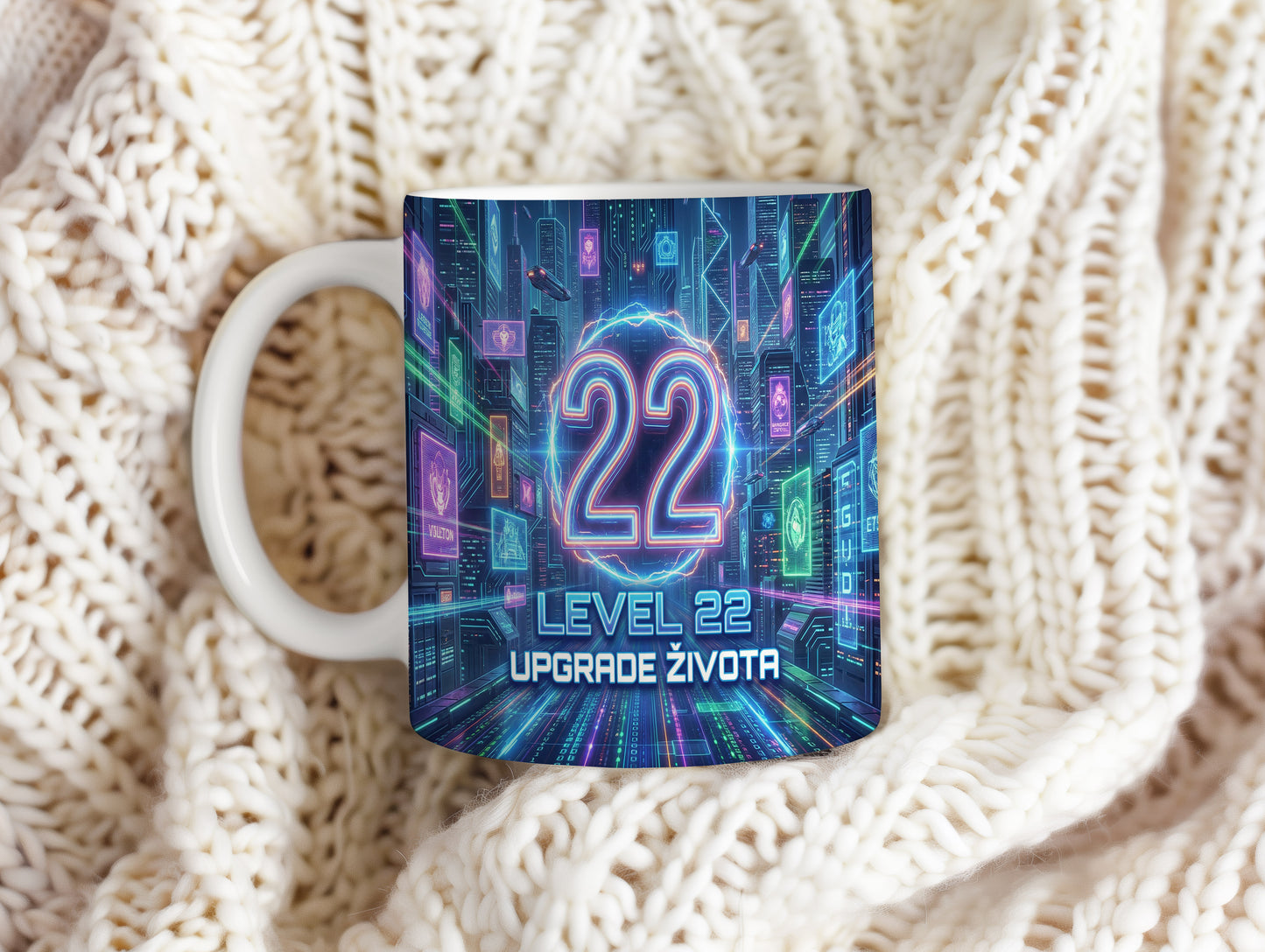 Narozeninový hrnek 22 let – LEVEL 22 UPGRADE ŽIVOTA