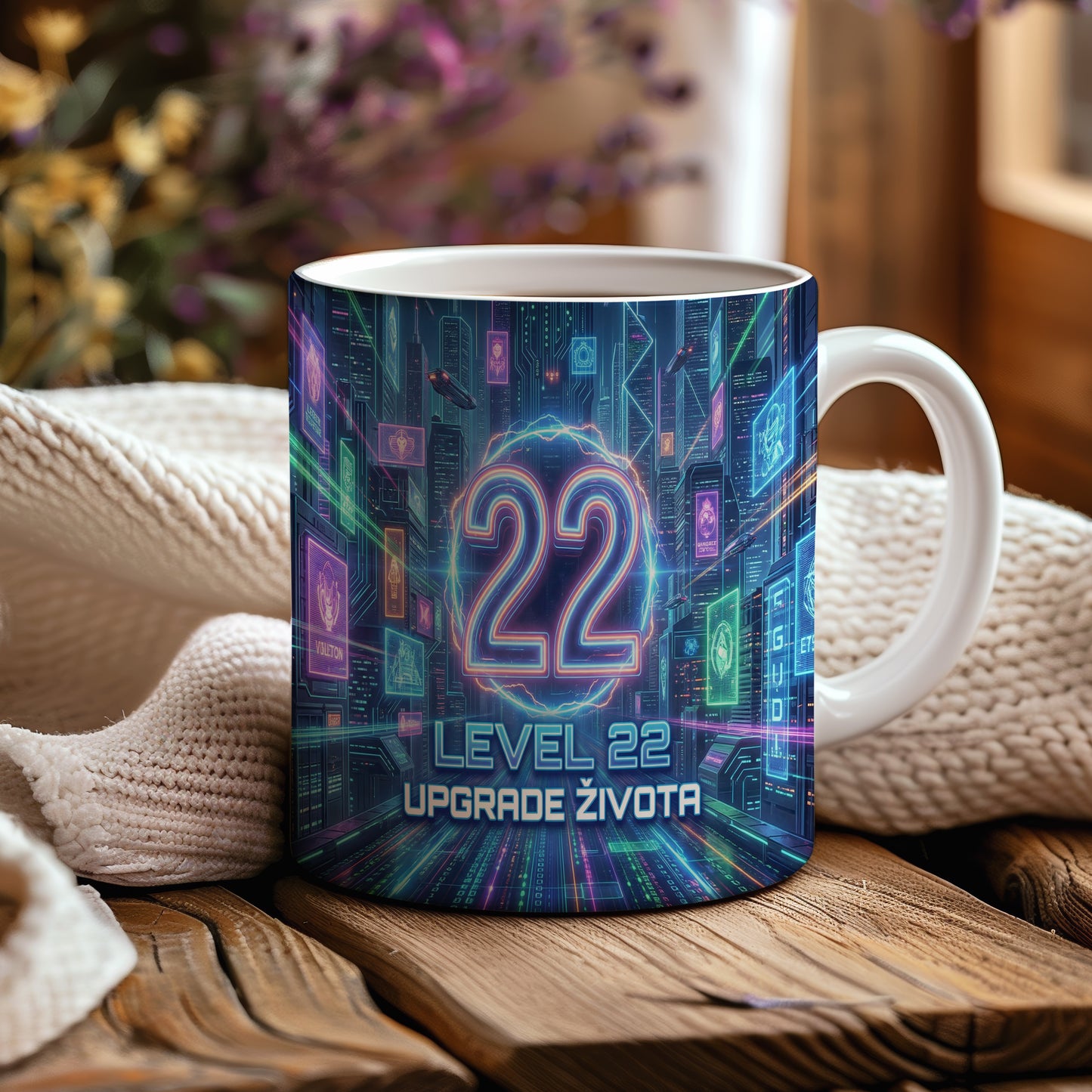 Narozeninový hrnek 22 let – LEVEL 22 UPGRADE ŽIVOTA