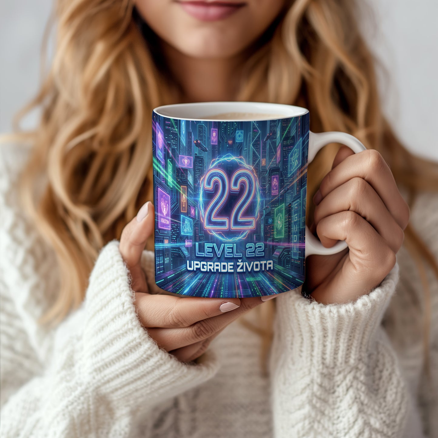 Narozeninový hrnek 22 let – LEVEL 22 UPGRADE ŽIVOTA