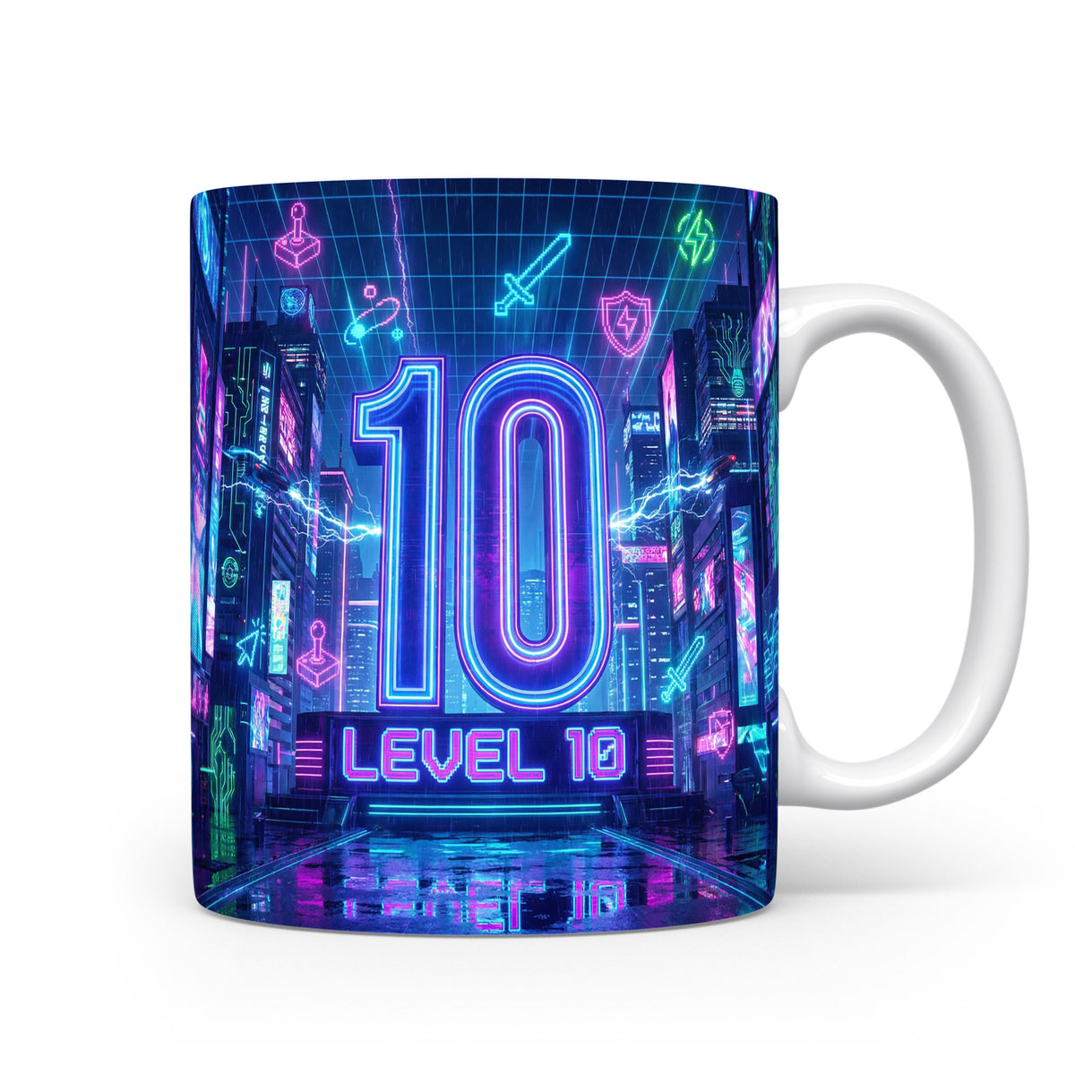 Herní hrnek s nápisem LEVEL 10