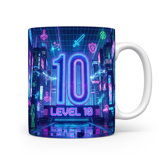 Herní hrnek s nápisem LEVEL 10