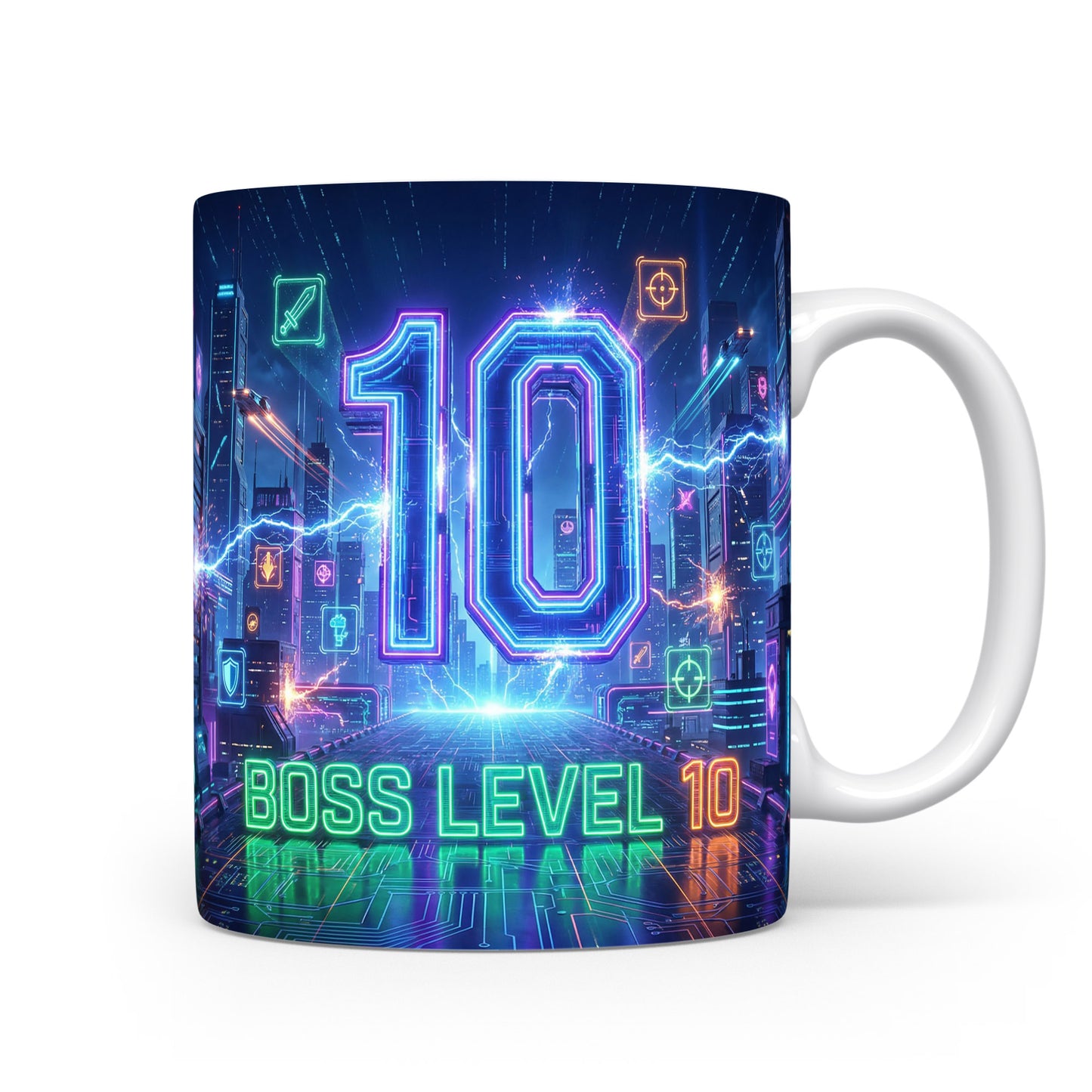 Herní hrnek s nápisem BOSS LEVEL 10