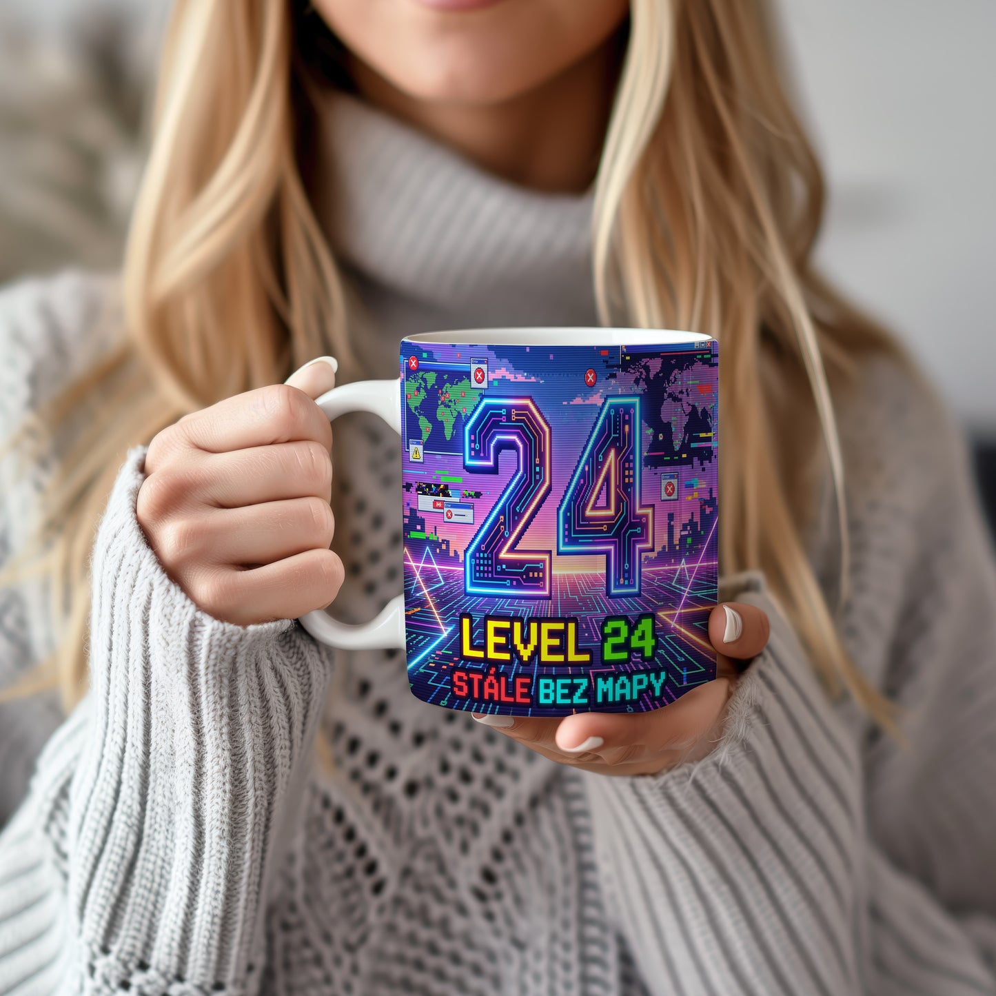 Narozeninový hrnek 24 let – LEVEL 24 STÁLE BEZ MAPY