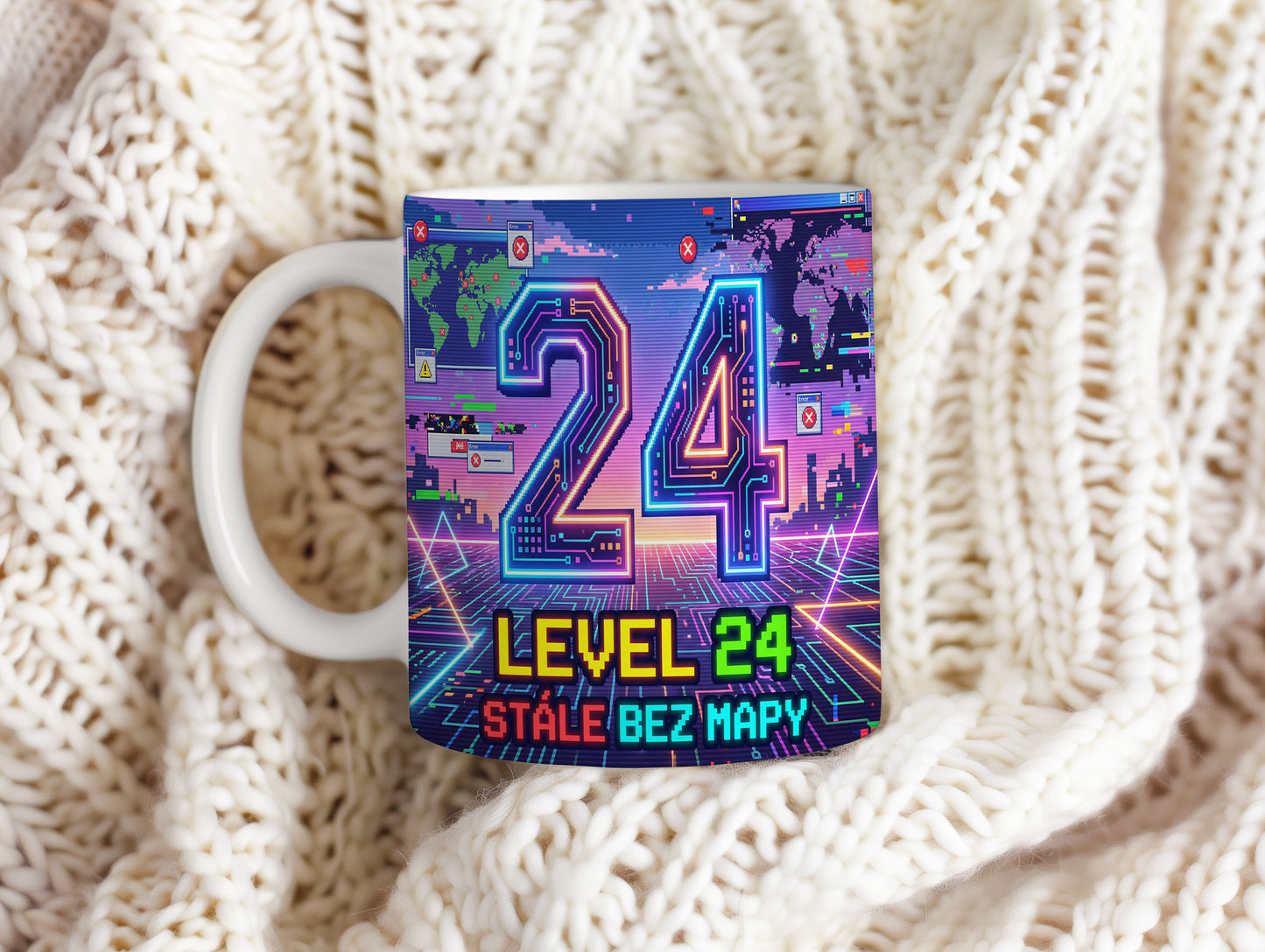 Narozeninový hrnek 24 let – LEVEL 24 STÁLE BEZ MAPY