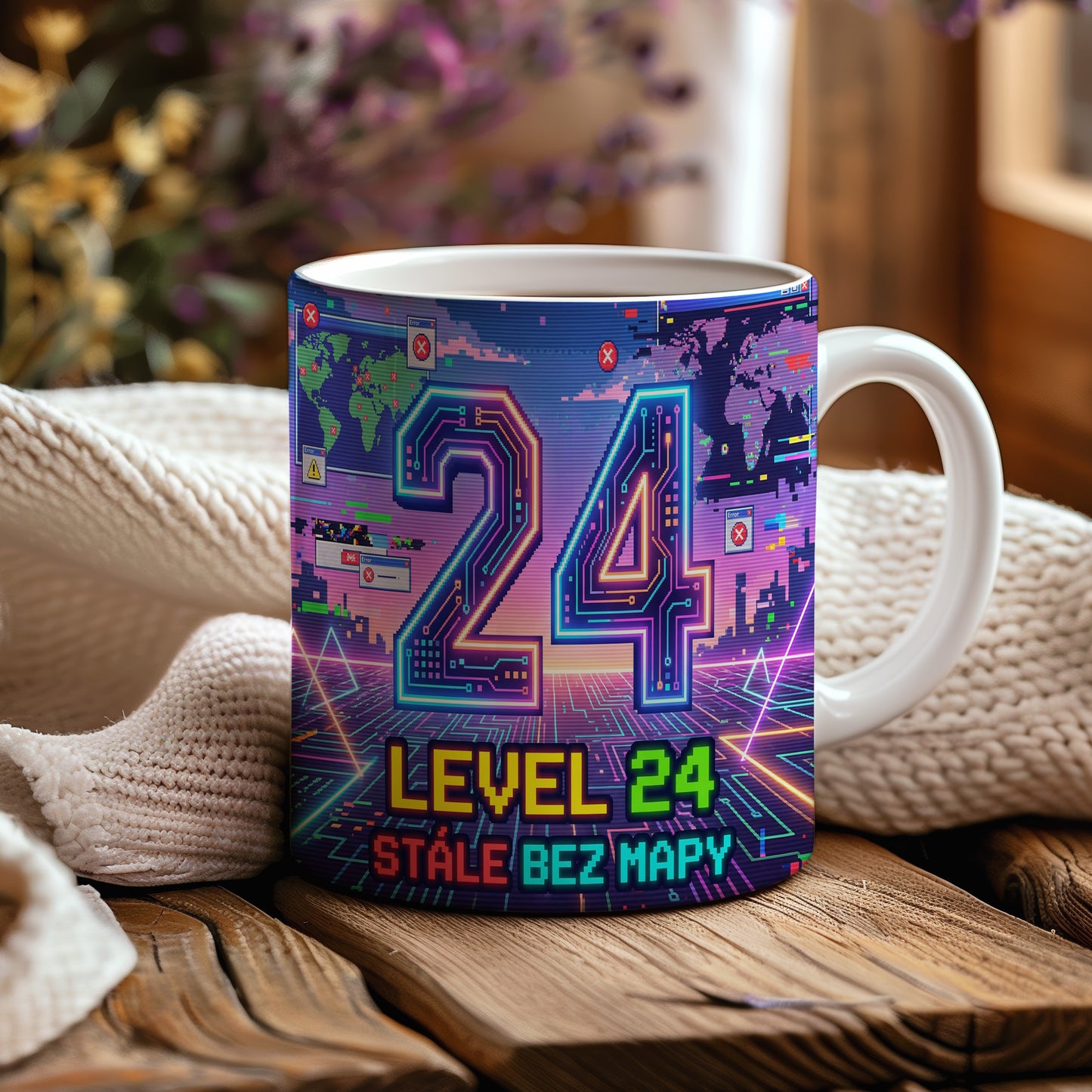 Narozeninový hrnek 24 let – LEVEL 24 STÁLE BEZ MAPY