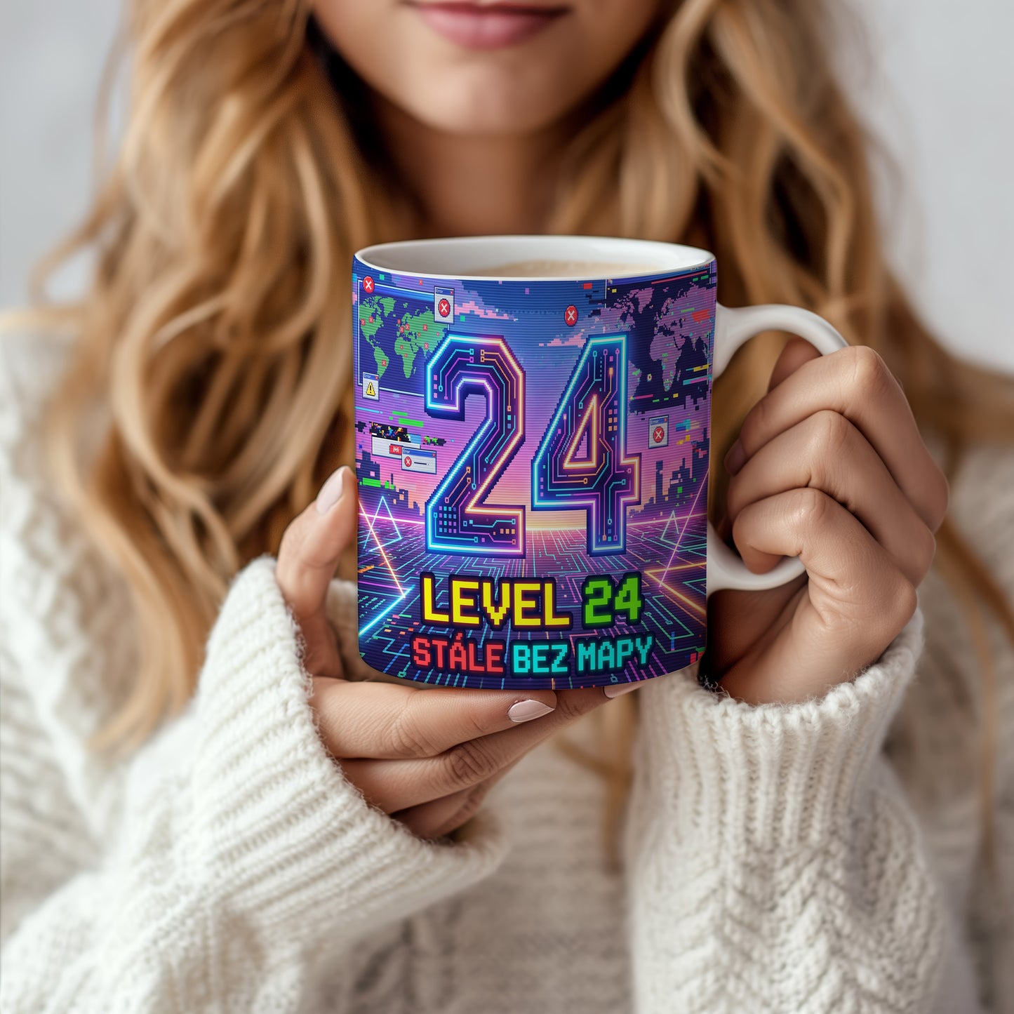 Narozeninový hrnek 24 let – LEVEL 24 STÁLE BEZ MAPY