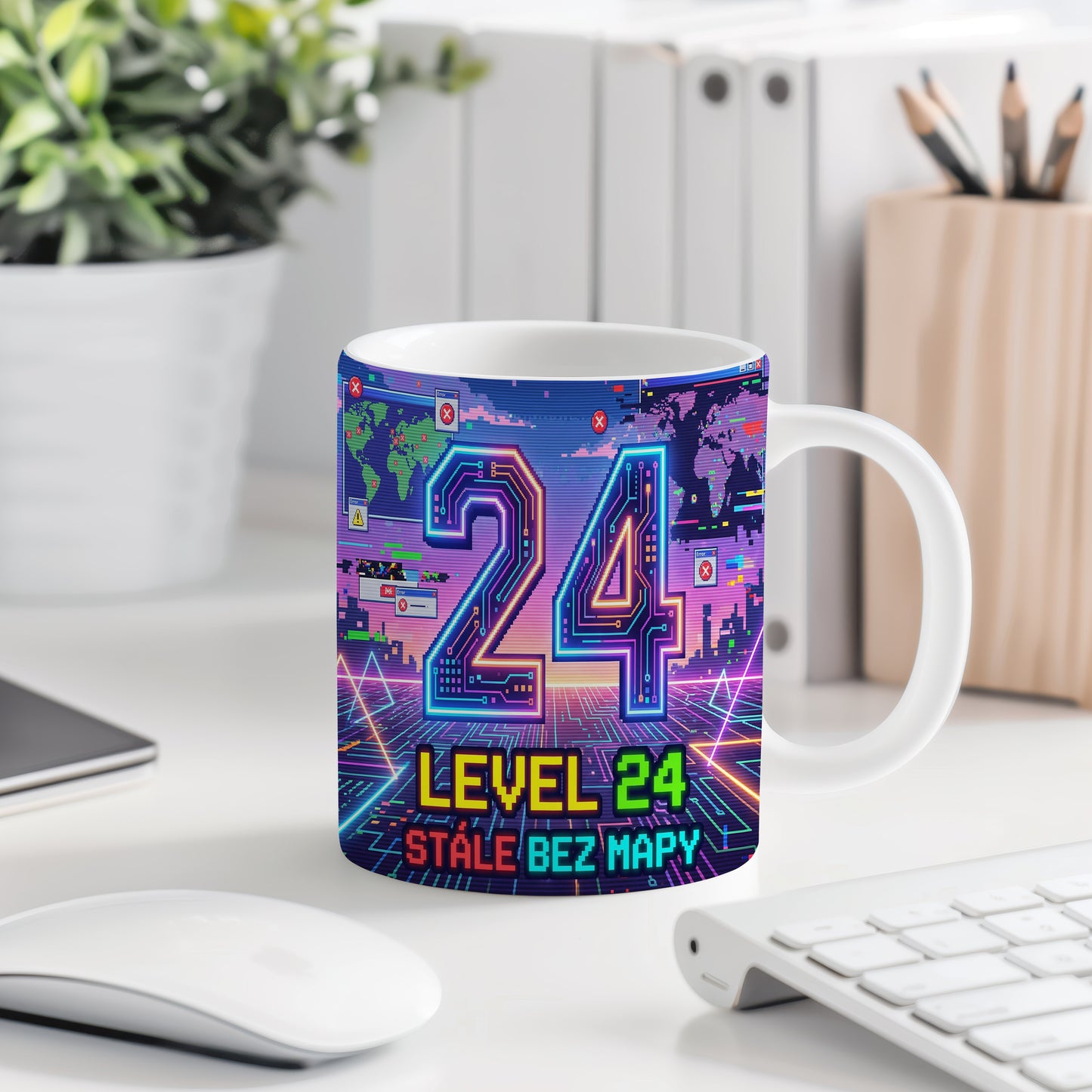 Narozeninový hrnek 24 let – LEVEL 24 STÁLE BEZ MAPY