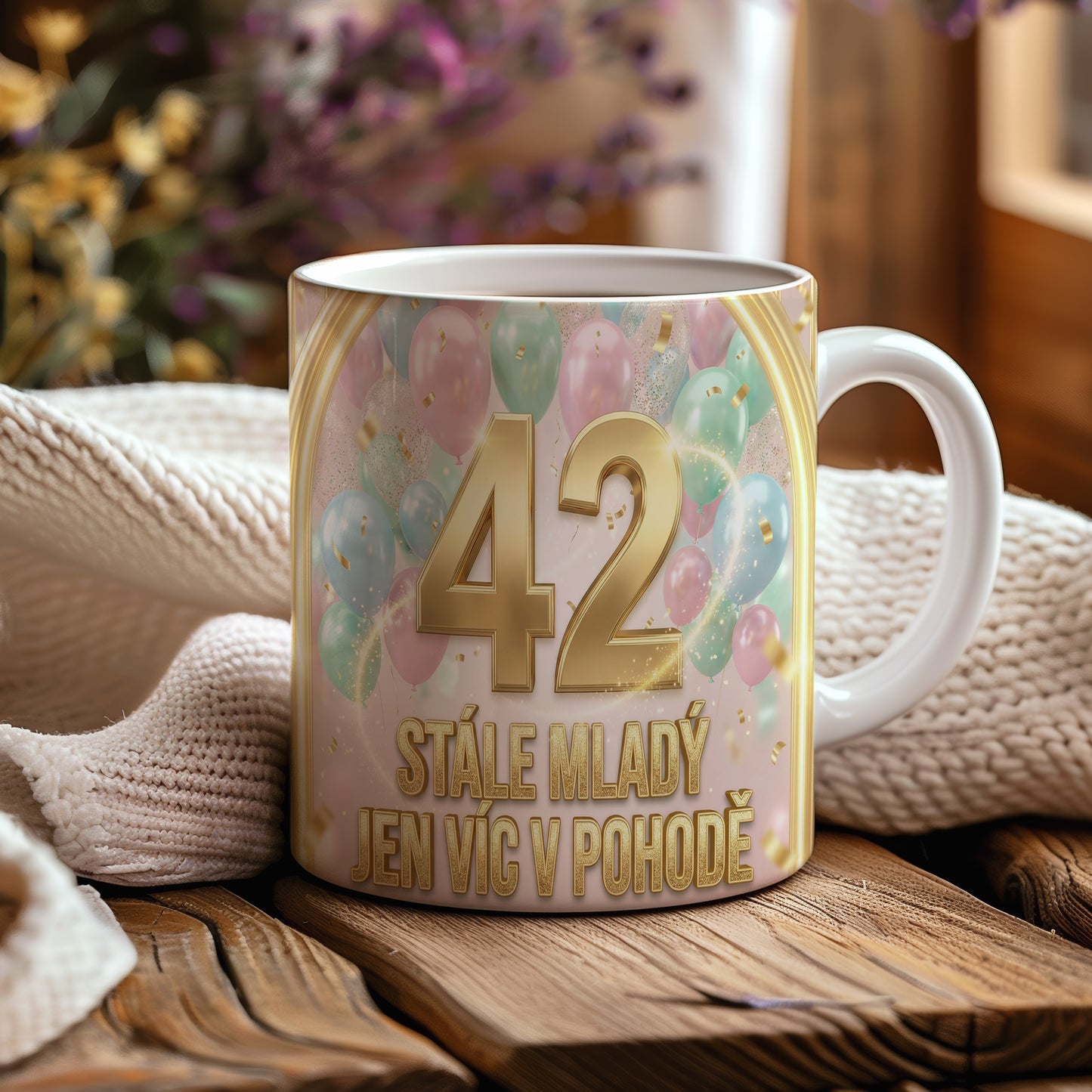 Narozeninový hrnek 42 let – STÁLE MLADÝ JEN VÍC V POHODĚ