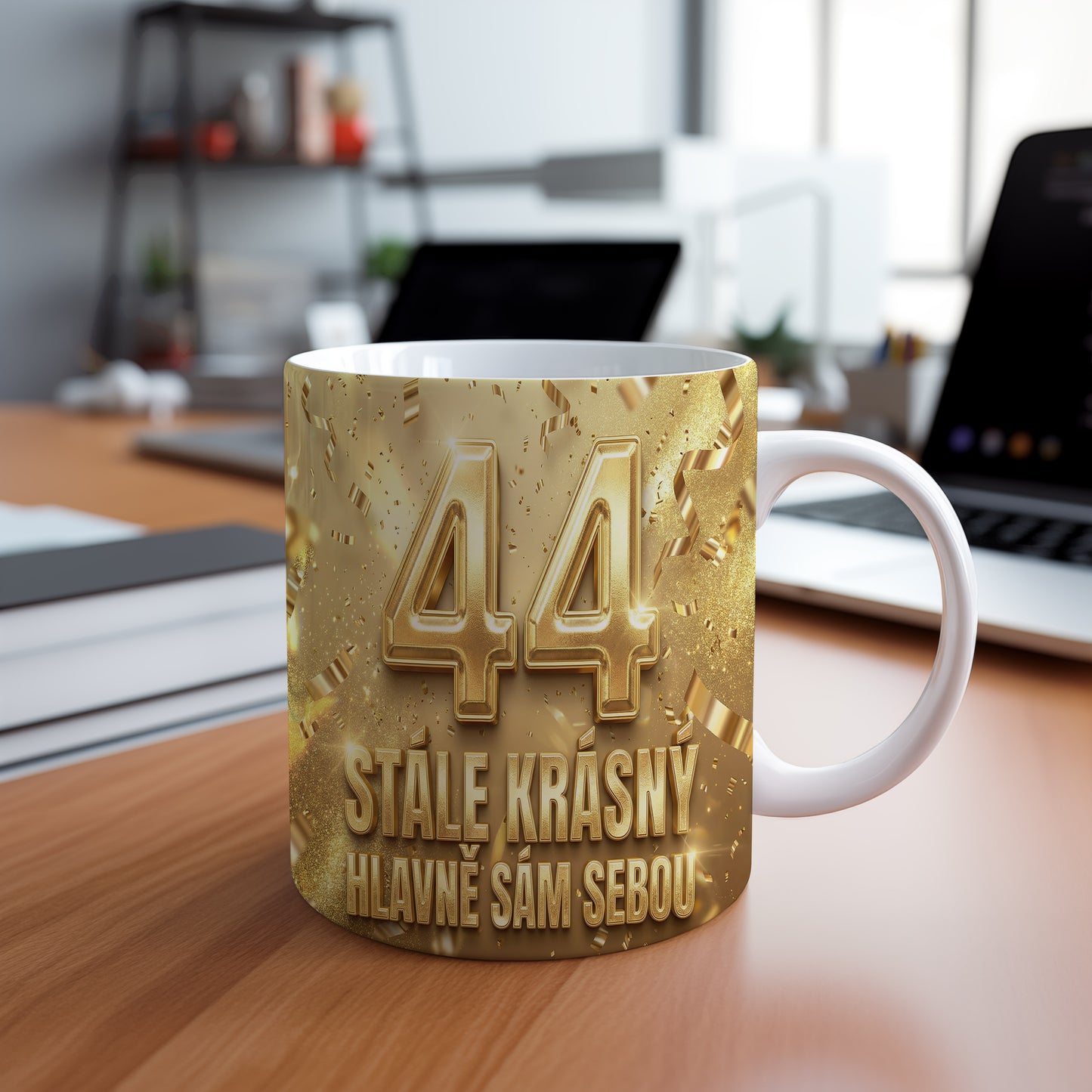 Narozeninový hrnek 44 let – STÁLE KRÁSNÝ HLAVNĚ SÁM SEBOU
