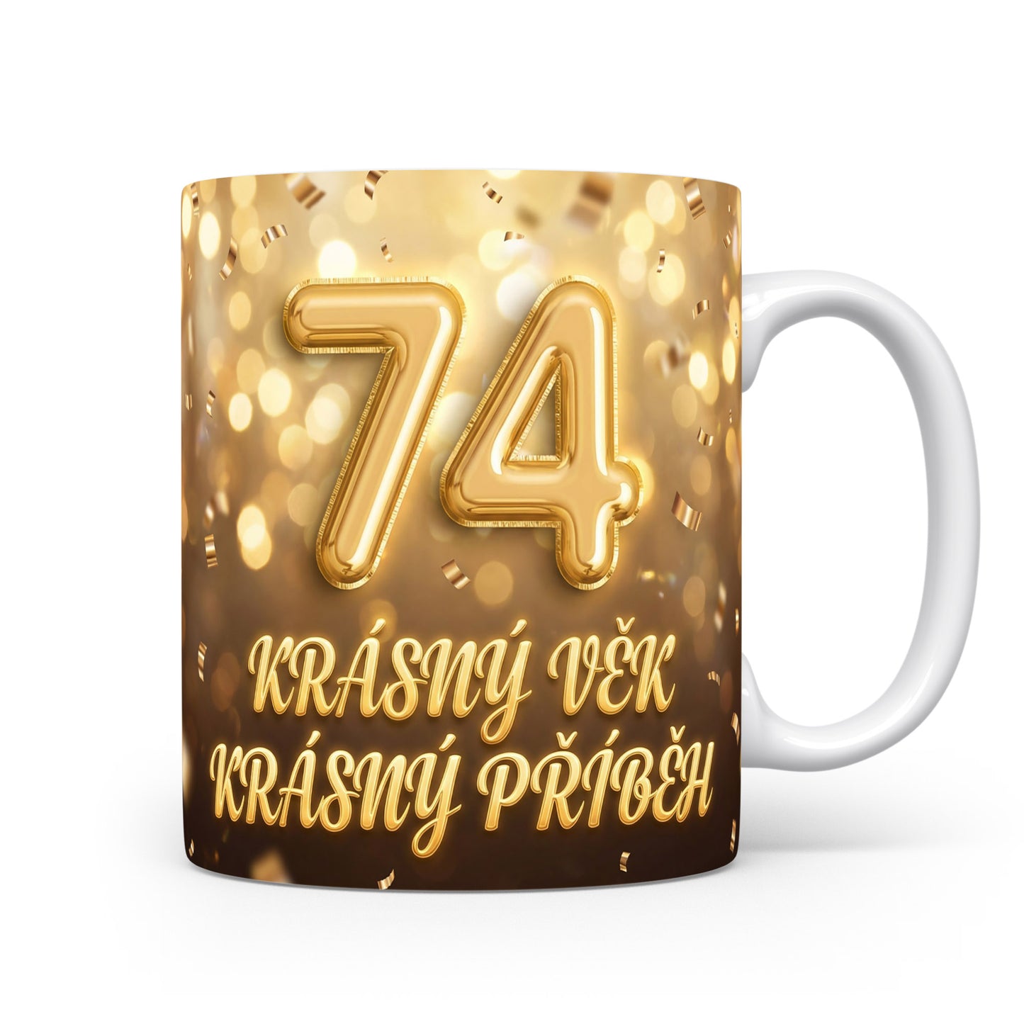 Hrnček s věkem 74 a sloganem