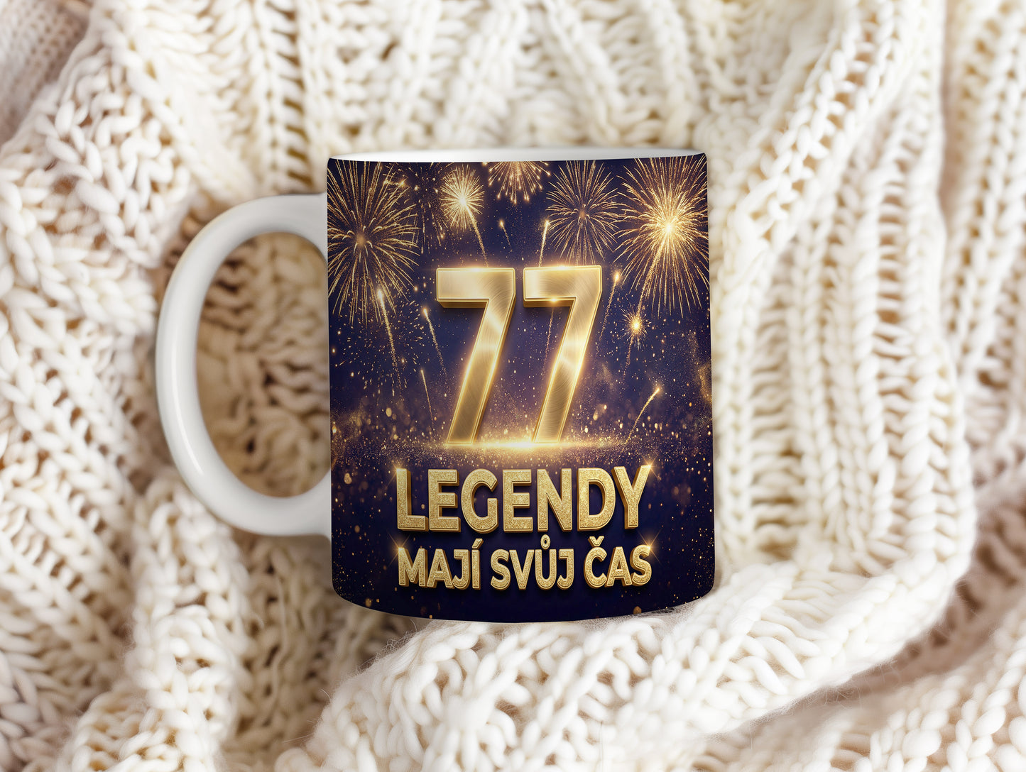 Narozeninový hrnek 77 let – LEGENDY MAJÍ SVŮJ ČAS
