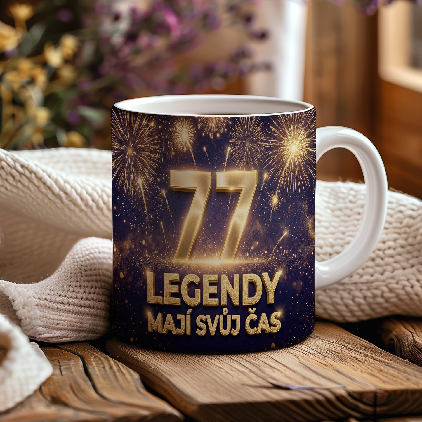 Narozeninový hrnek 77 let – LEGENDY MAJÍ SVŮJ ČAS