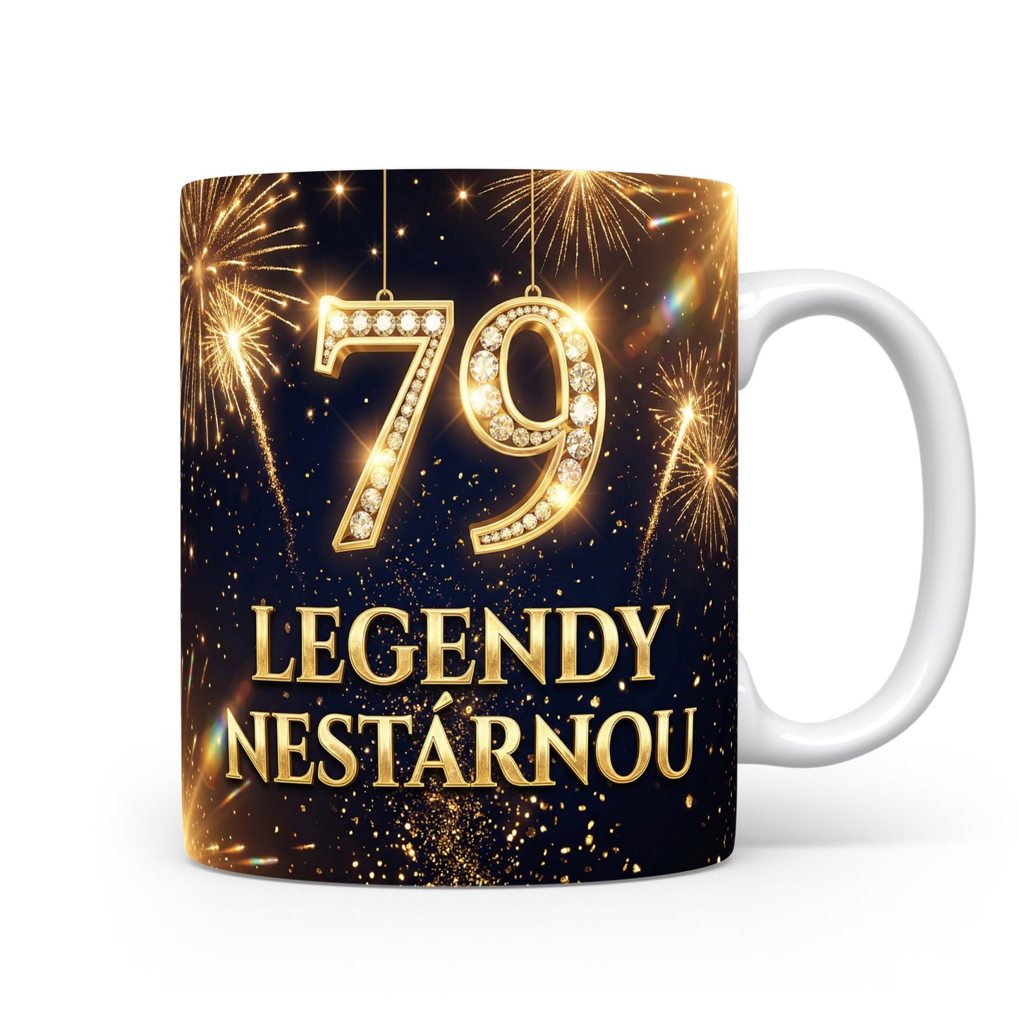 Narozeninový hrnek s číslem 79 a nápisem LEGENDY NESTÁRNOU