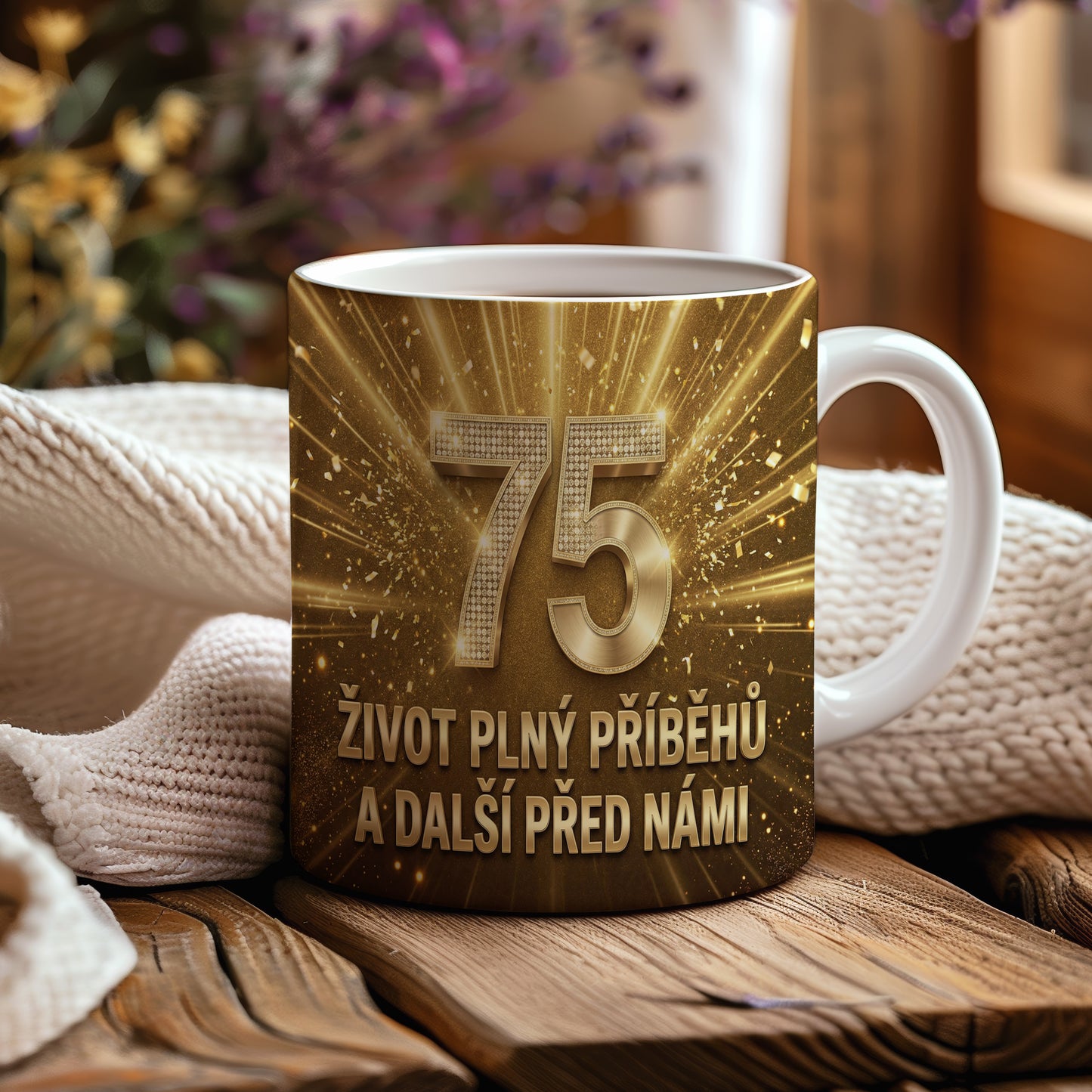 Narozeninový hrnek 75 let – ŽIVOT PLNÝ PŘÍBĚHŮ A DALŠÍ PŘED NÁMI
