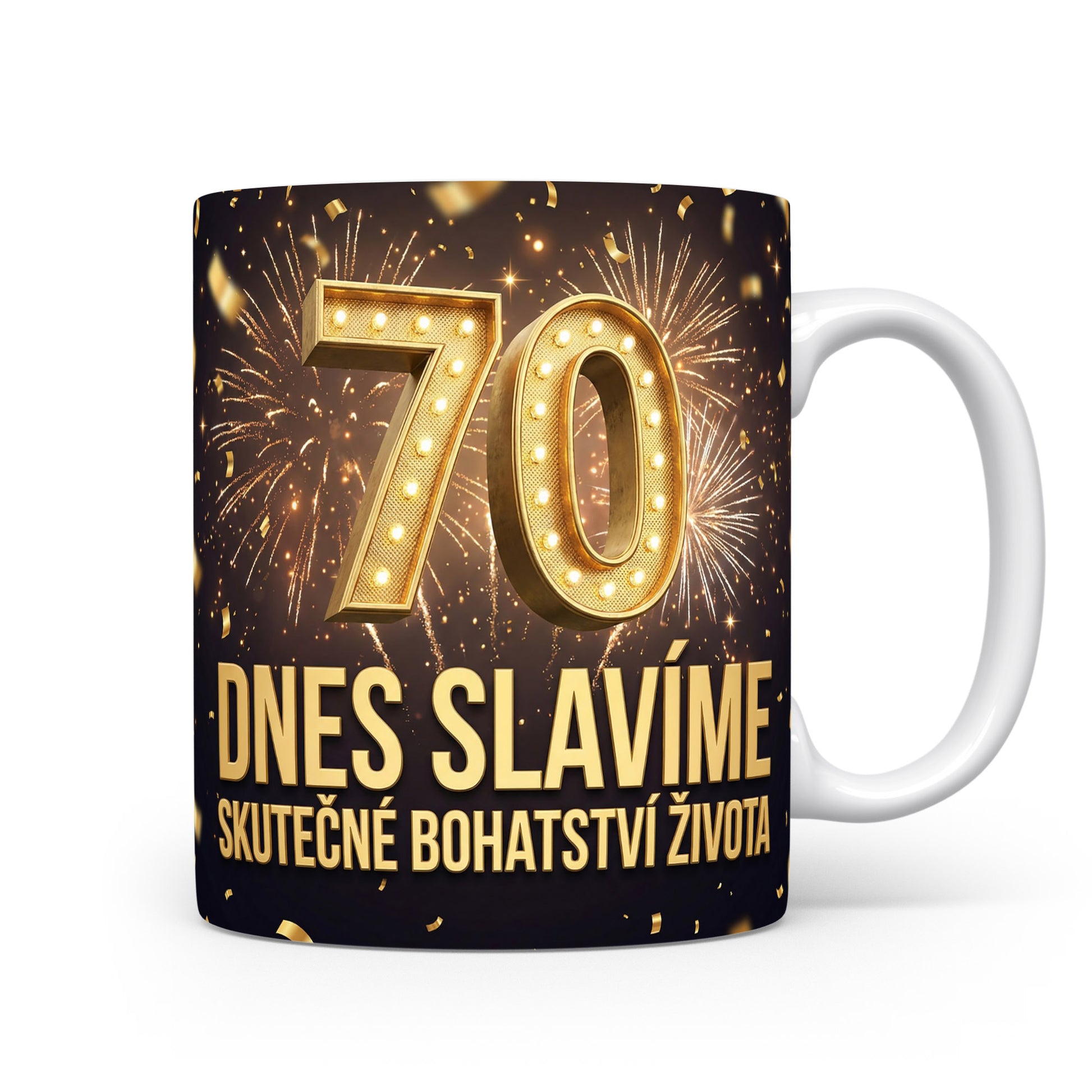 Hrnček s nápisem 70 DNES SLAVÍME