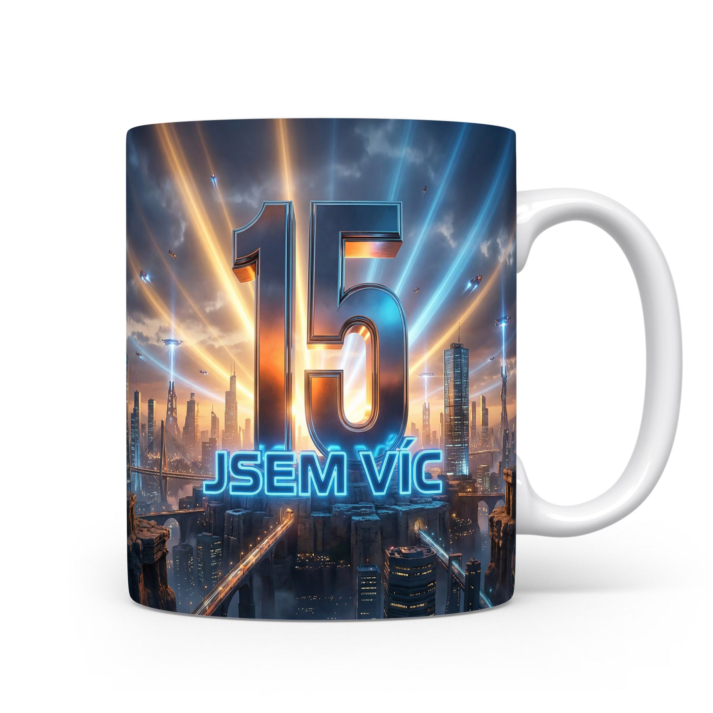 Narozeninový hrnek s číslem 15 a sloganem JSEM VÍC.
