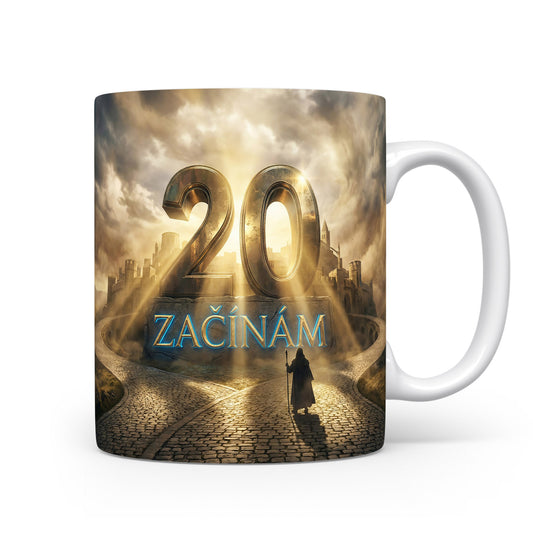 Hrnček s číslem 20 a nápisem ZAČÍNÁM