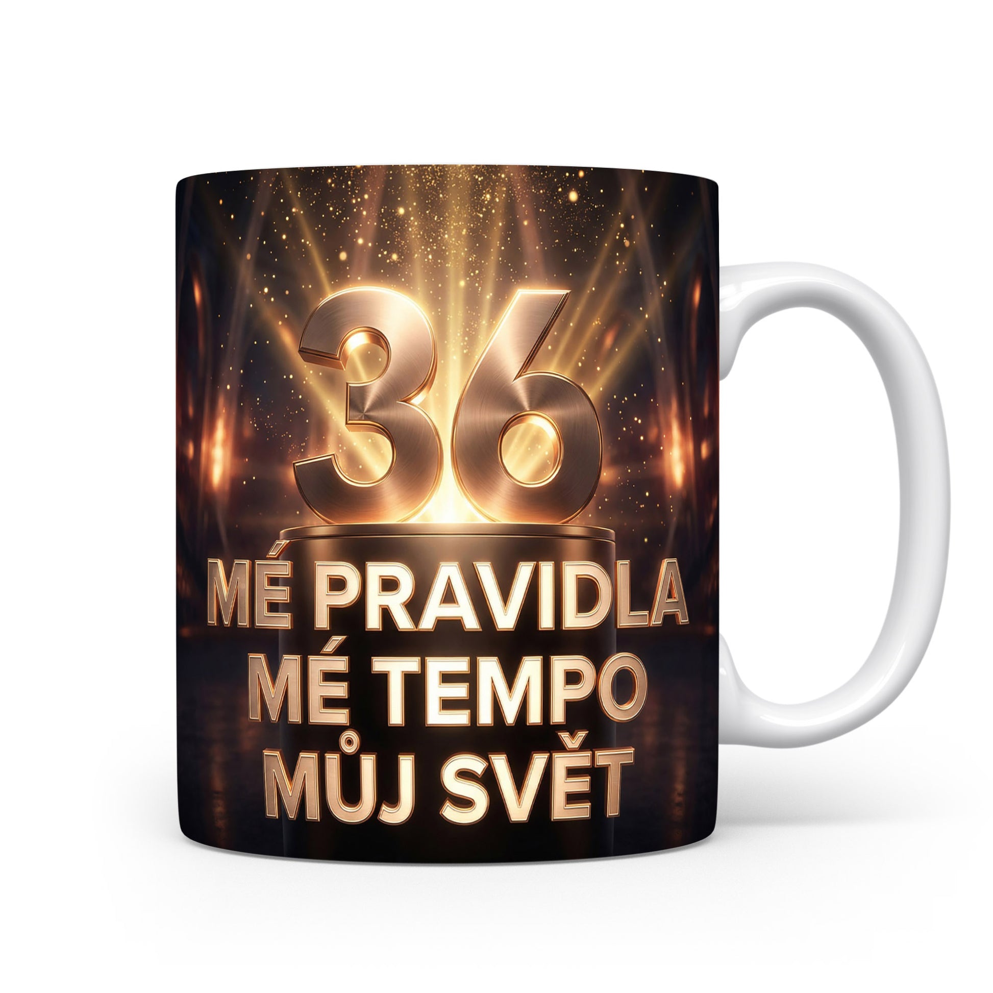 Narozeninový hrnek s číslem 36 a nápisem.