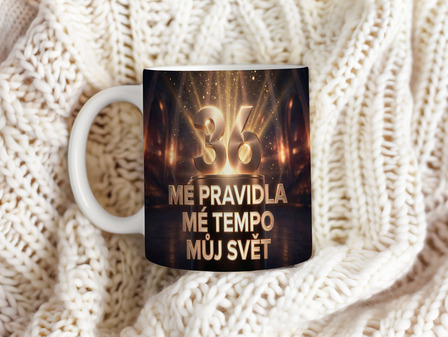 Narozeninový hrnek 36 let – MÉ PRAVIDLA MÉ TEMPO MŮJ SVĚT