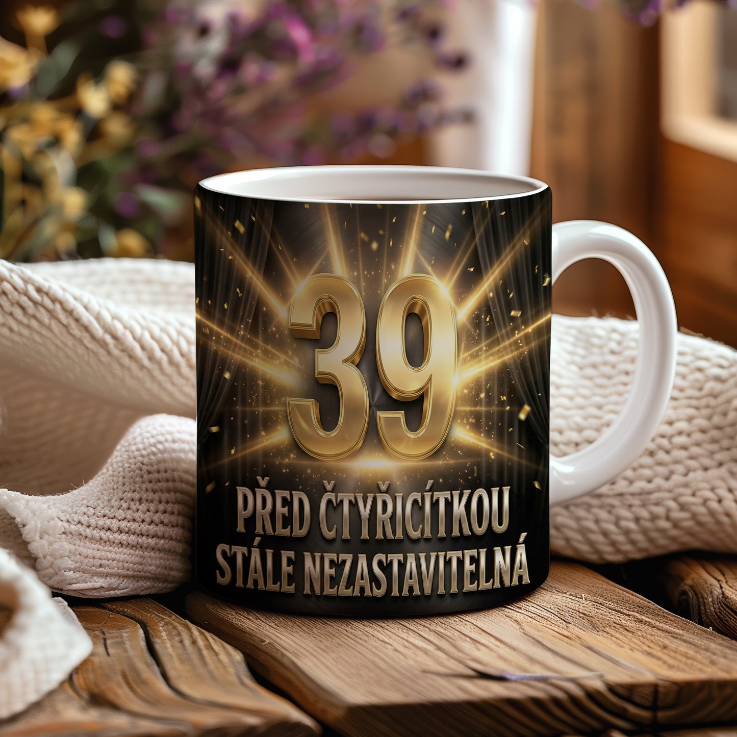 Narozeninový hrnek 39 let – PŘED ČTYŘICÍTKOU STÁLE NEZASTAVITELNÁ