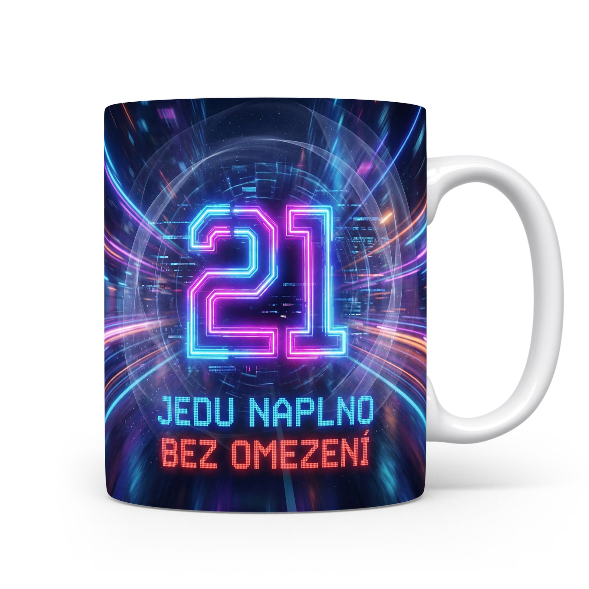 Hrnček s nápisem JEDU NAPLNO BEZ OMEZENÍ