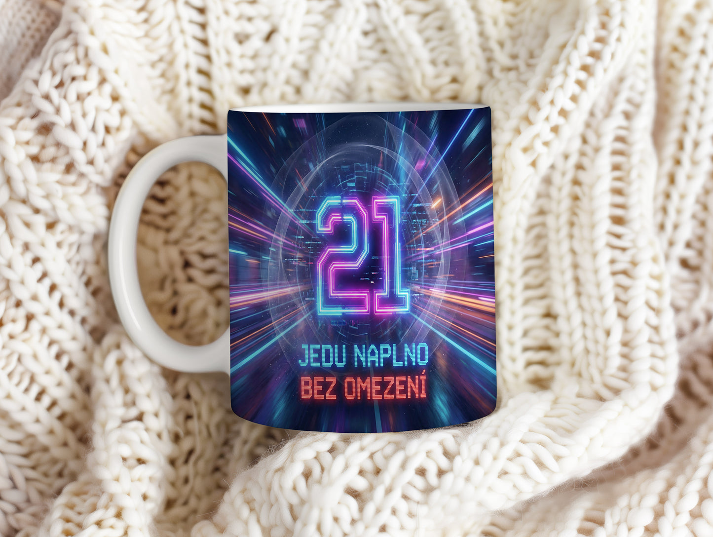 Narozeninový hrnek 21 let – JEDU NAPLNO BEZ OMEZENÍ