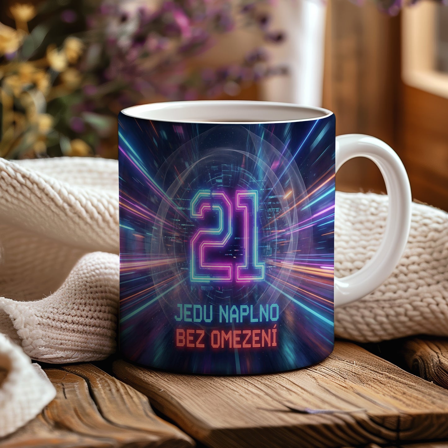Narozeninový hrnek 21 let – JEDU NAPLNO BEZ OMEZENÍ