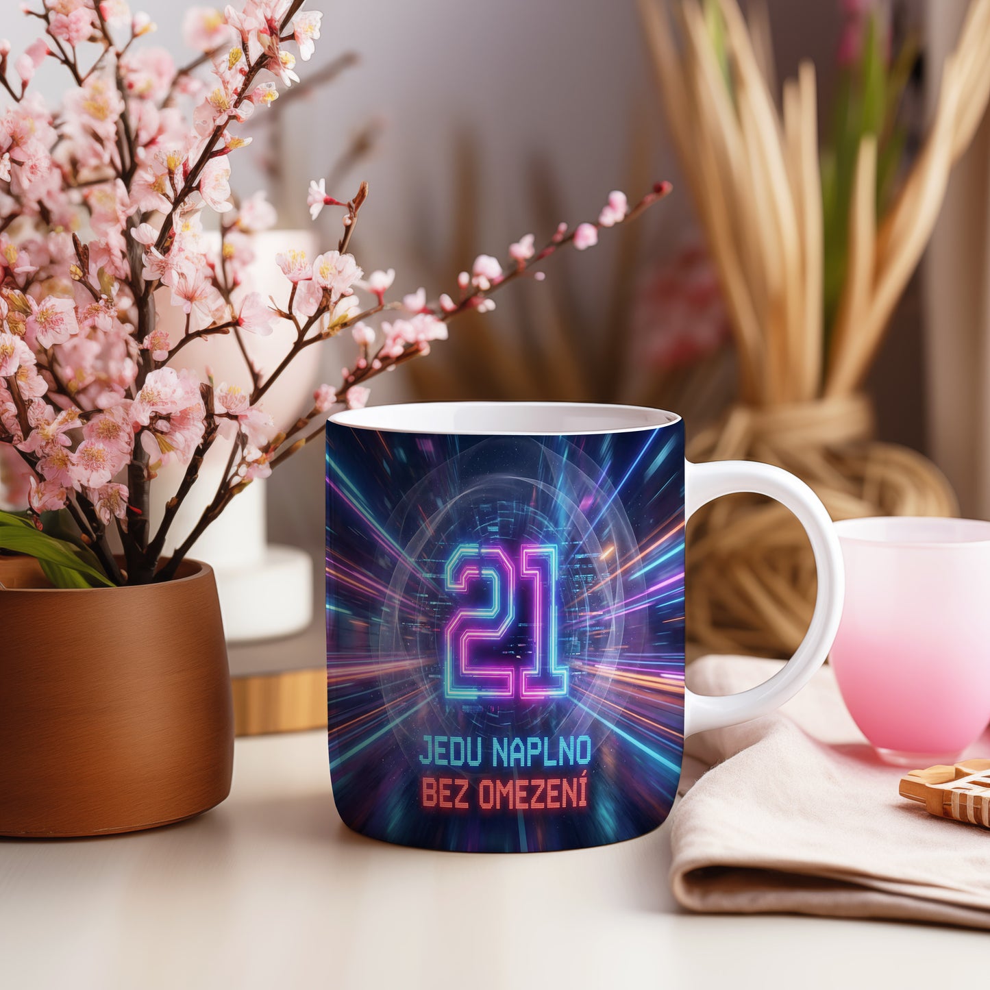 Narozeninový hrnek 21 let – JEDU NAPLNO BEZ OMEZENÍ