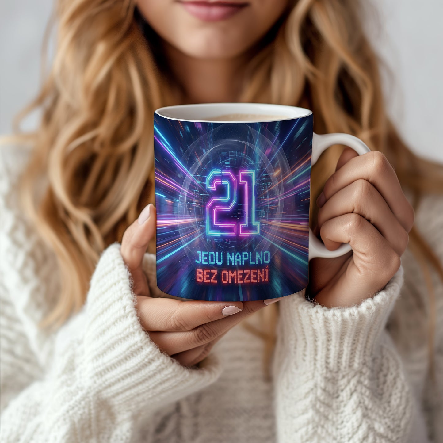 Narozeninový hrnek 21 let – JEDU NAPLNO BEZ OMEZENÍ