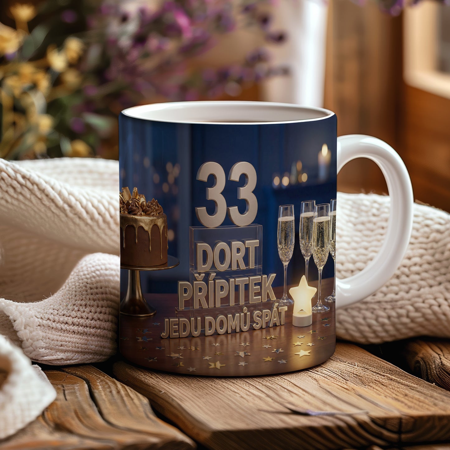 Narozeninový hrnek 33 let – DORT PŘÍPITEK JEDU DOMŮ SPÁT