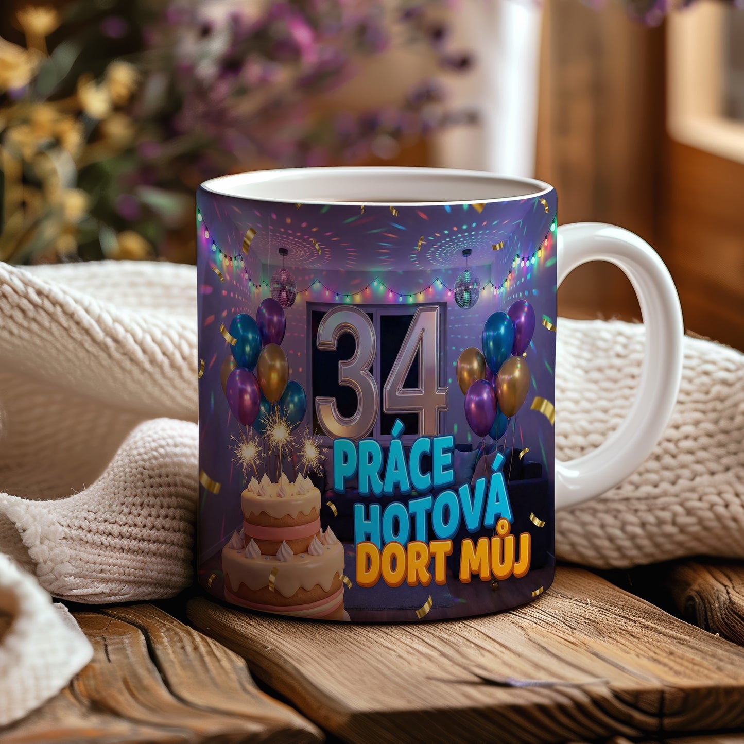 Narozeninový hrnek 34 let – PRÁCE HOTOVÁ DORT MŮJ