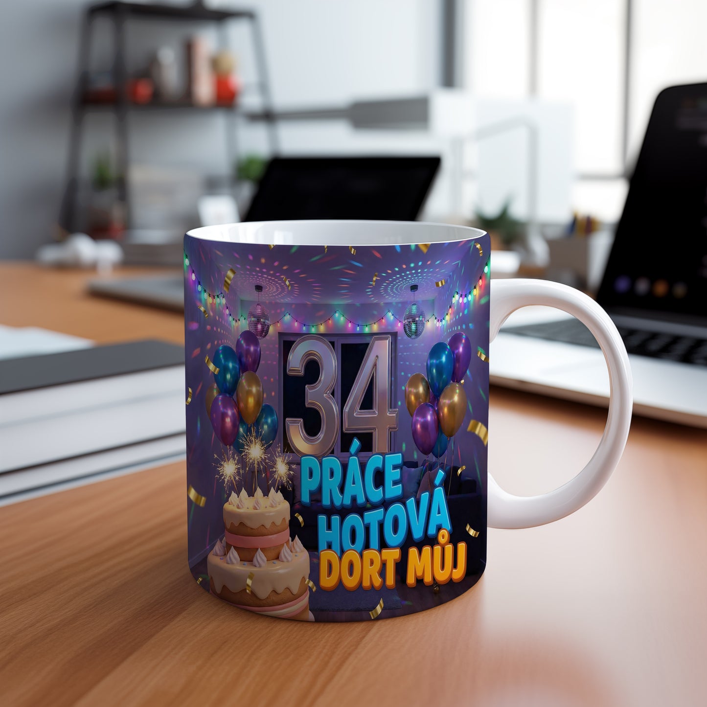 Narozeninový hrnek 34 let – PRÁCE HOTOVÁ DORT MŮJ